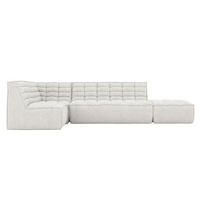 ROHOVÁ SEDAČKA modulární ve tvaru L s taburetem, plyšová tkanina Pop, Ice, Levá strana, LAZY L s taburetem - bílá, dřevo (333/173cm) - Kaiser Möbel