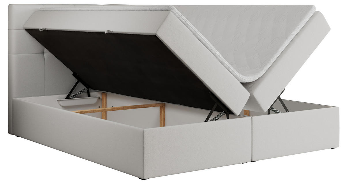 BOXBETT CENTO 120/200 Weiß Kunstleder - H4 - Weiß, Holz/Textil (120/200cm) - MKS