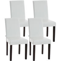 ESSZIMMERSTUHL Ines, 4er Set Kunstleder, Gestell Holz Dunkelbraun Weiß - Dunkelbraun/Weiß, Holz/Textil (41/91/47cm) - TPFLiving