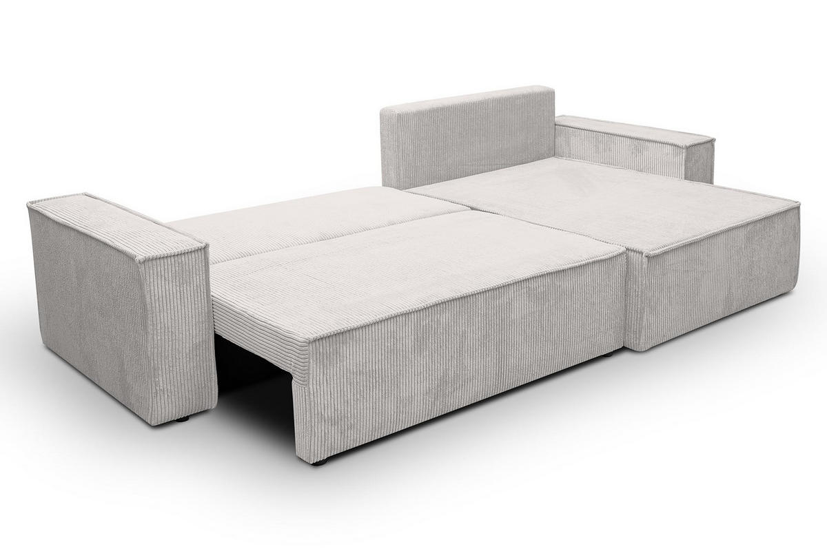 ECKSOFA HUGO XL Schlaffunktion und Bettkasten Cord-Stoff (Beige) - Beige, Textil (274/142cm) - VENASI MÖBEL