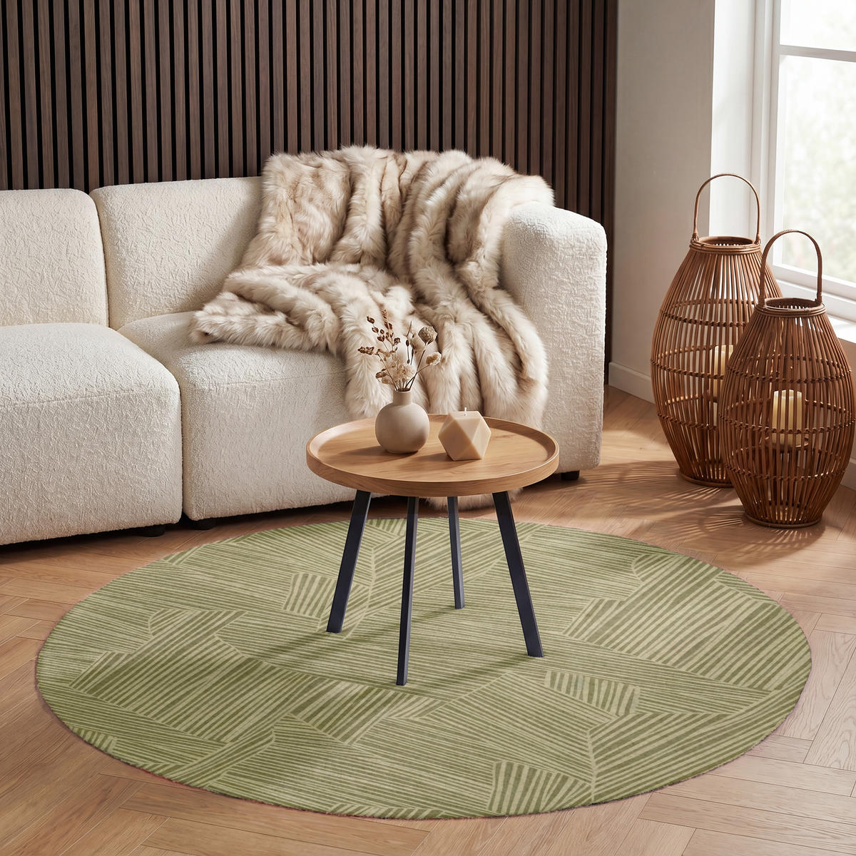 TEPPICH - Abstrakt - Modern - Grün - 120x120 cm - Olivgrün, Kunststoff/Textil (120/0.4cm) - OnlyWow