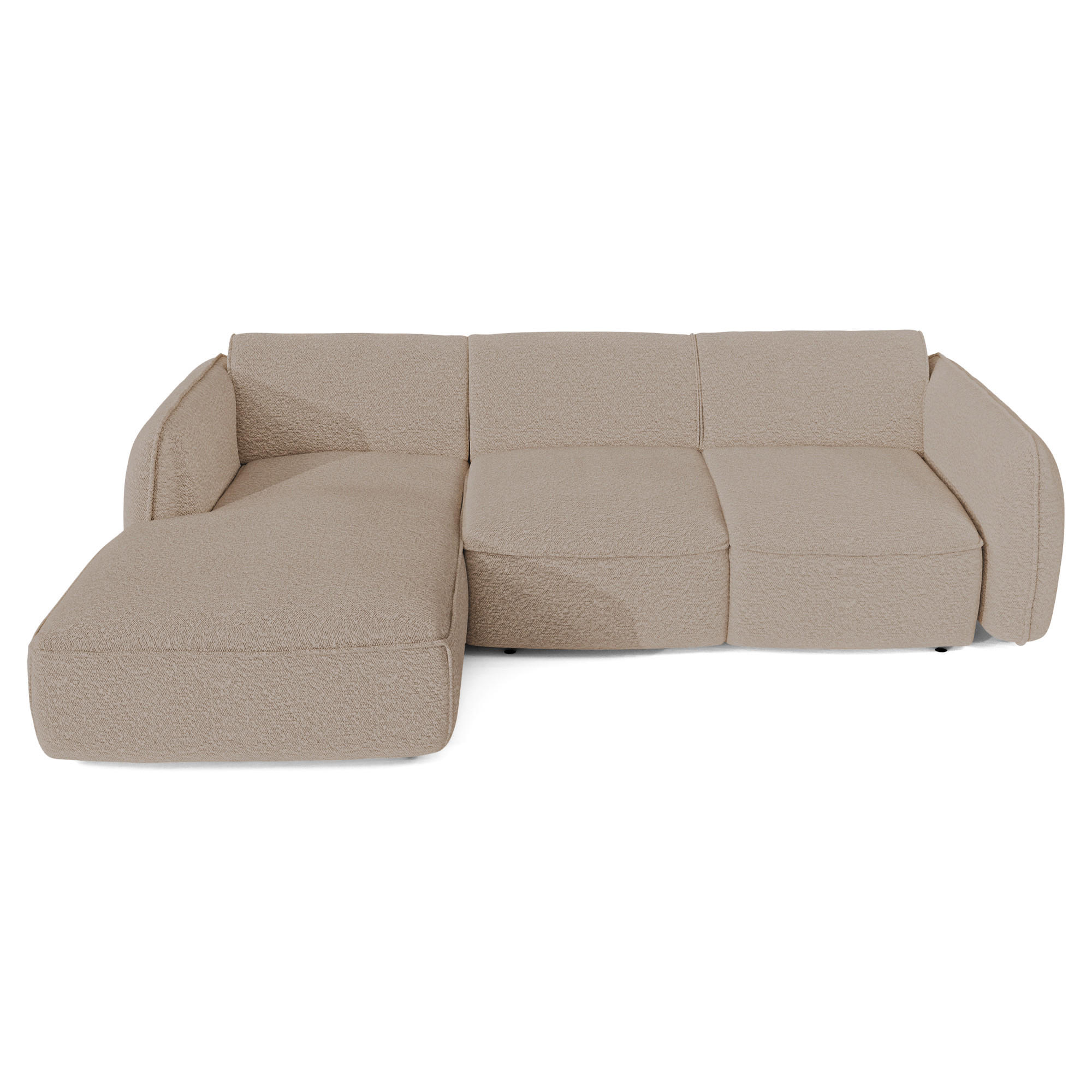 ECKSCHLAFSOFA Bouclé-Stoff 274cm - Beige, Textil (274/174cm) - Sia Home