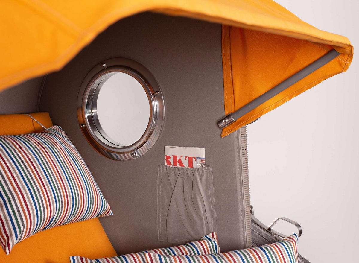 STRANDKORB Düne Koboo Grau Bullaugen - Gelb/Braun, Metall (125/170/80cm) - Mr. Deko