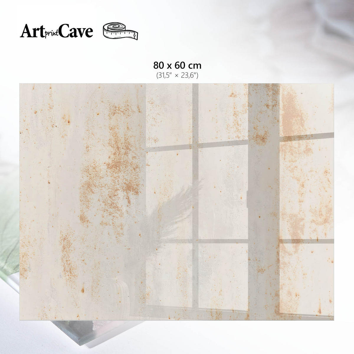 GLASPLATTE 80x60 cm – Rustikaler Hintergrund - Beige, Glas (0.4/80/60cm) - ArtPrintCave