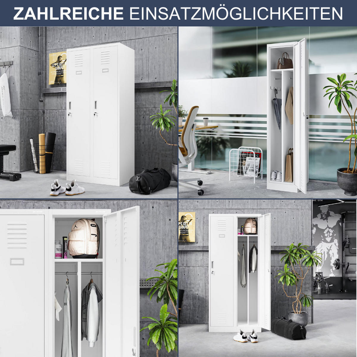 UMKLEIDESCHRANK Spind WIEN 1 Abteil 180x40x50cm Weiß - Weiß, Metall (40/180/50cm) - DELUKE