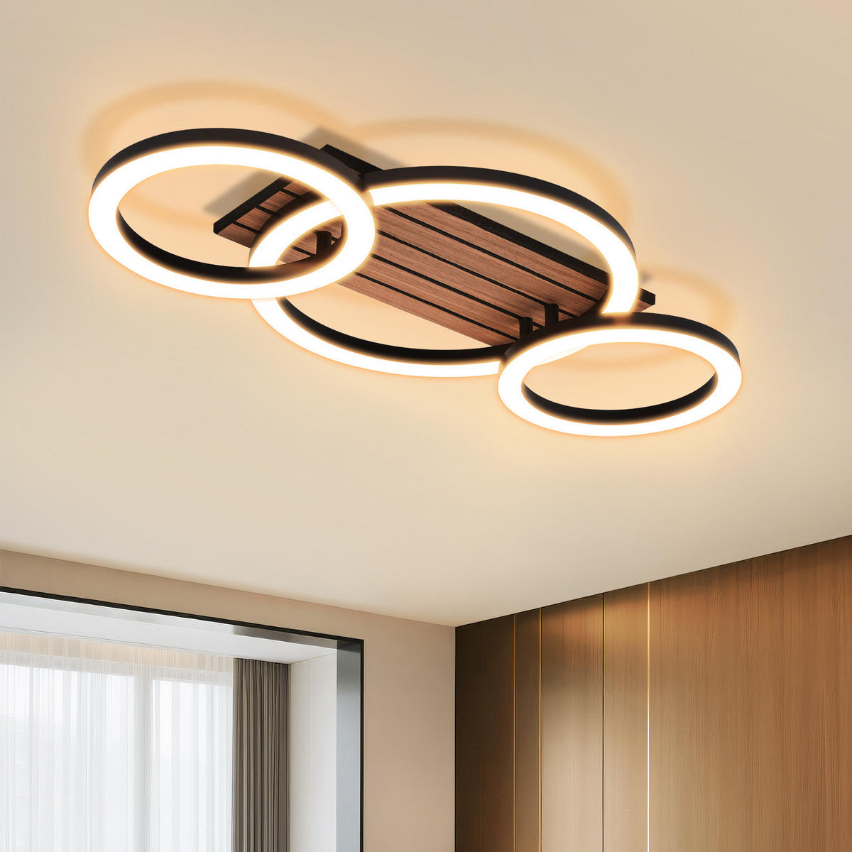 LED DECKENLEUCHTE Krellis 58.4/30/8 cm - Schwarz, Kunststoff/Metall (58.4/30/8cm) - ZMH