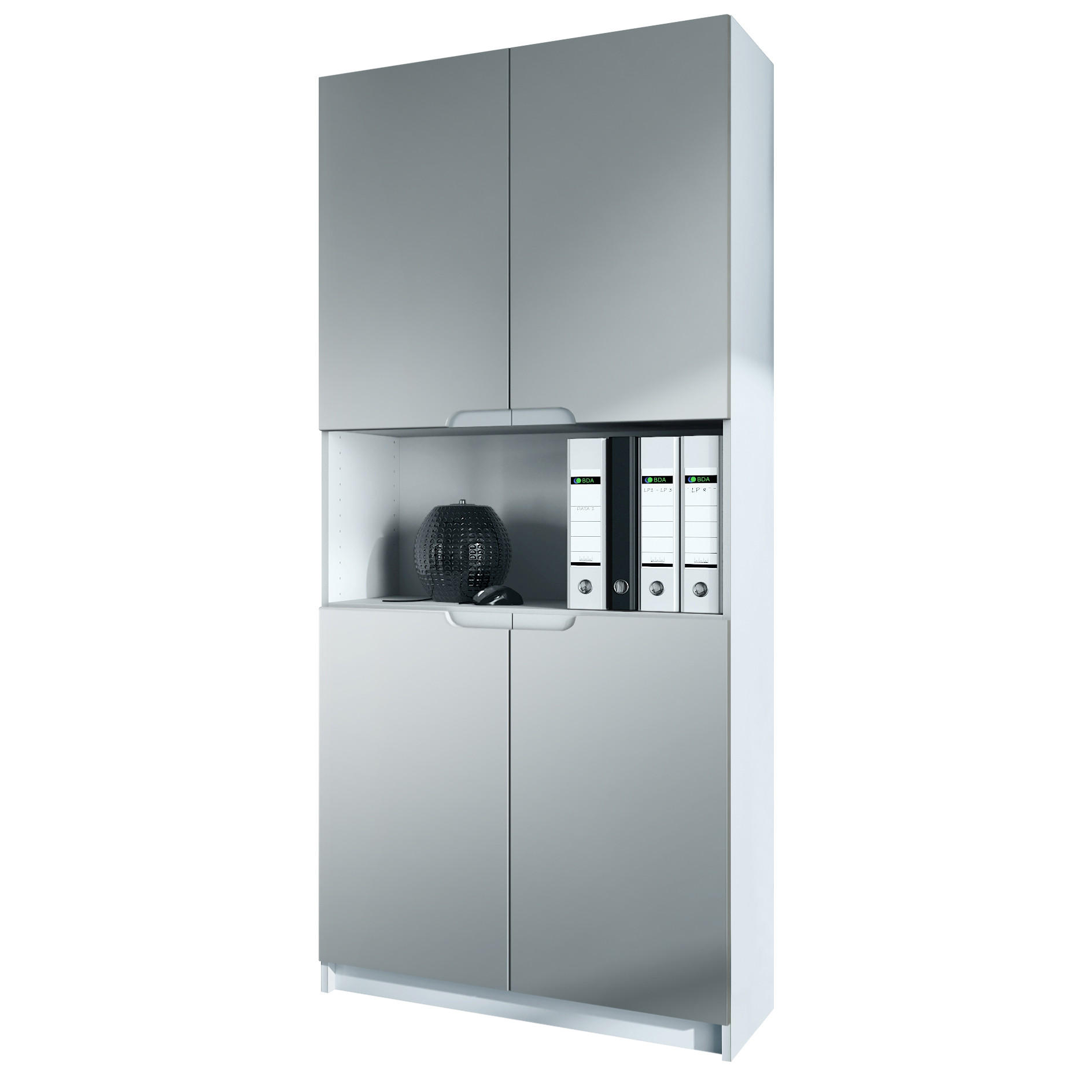 BÜROSCHRANK Logan Fronten in Hellgrau Seidenmatt - Greige, Holzwerkstoff (82/184/37cm) - Vladon