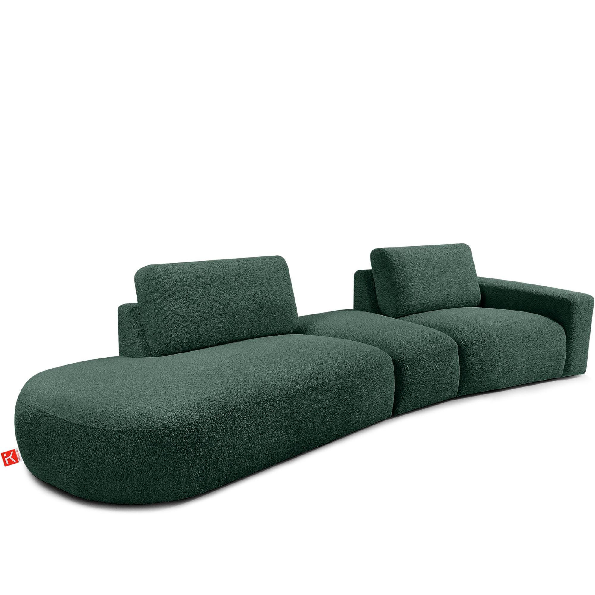 4-SITZER ECKSOFA ZUCCO Boucle links, Grün - Grün, Textil (350/84/105cm) - KONSIMO®