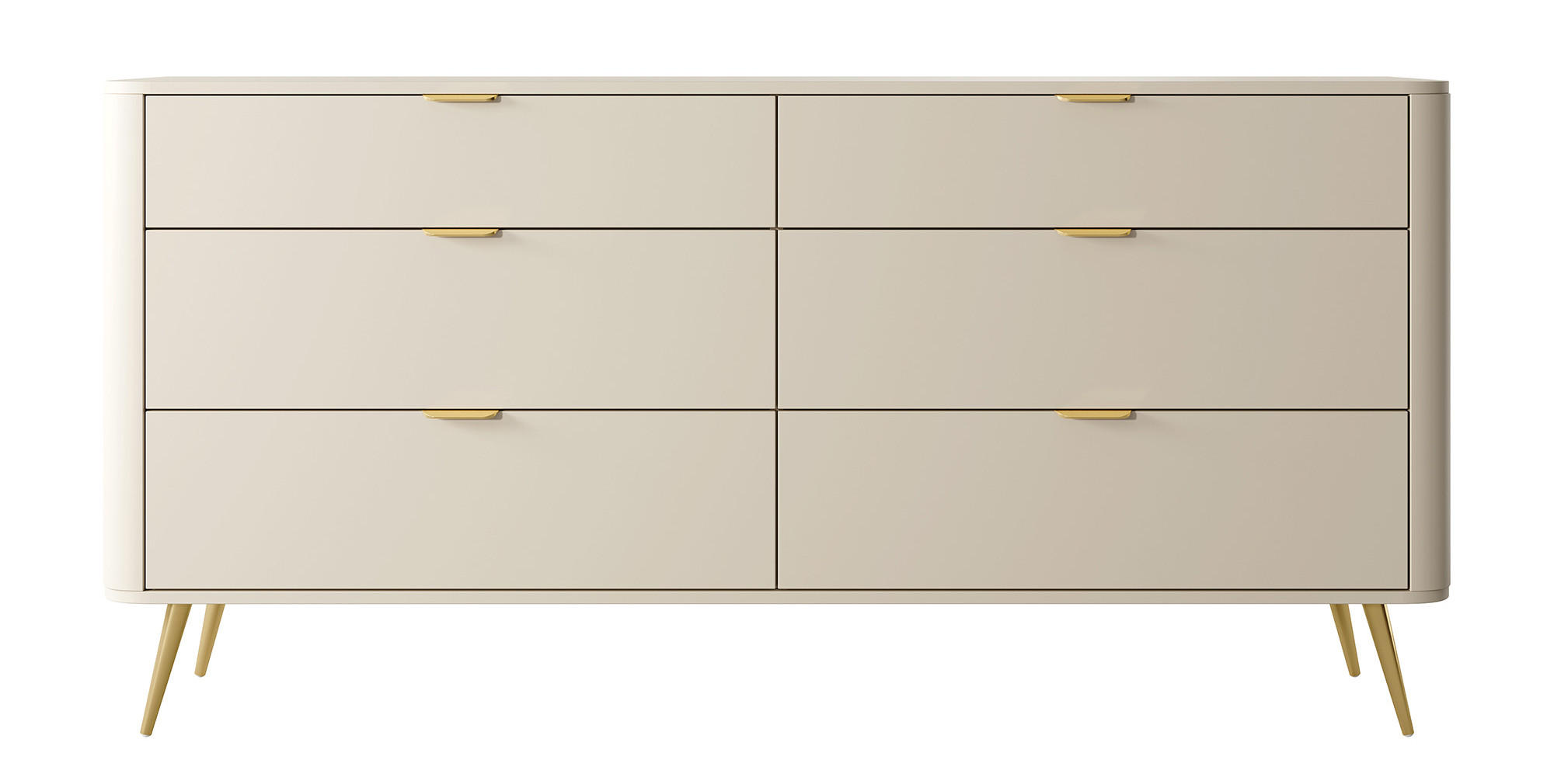 KOMMODE Oval Beige 172 cm - Beige/Goldfarben, Holzwerkstoff/Metall (172/84/38cm) - Selsey