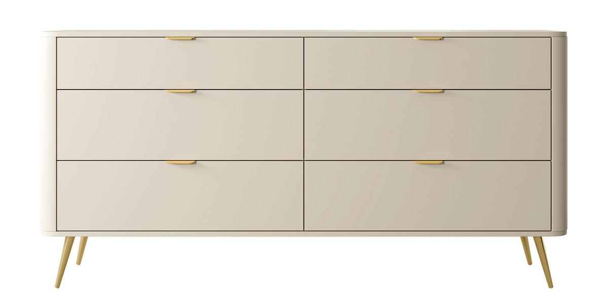 KOMMODE Oval Beige 172 cm - Beige/Goldfarben, Holzwerkstoff/Metall (172/84/38cm) - Selsey