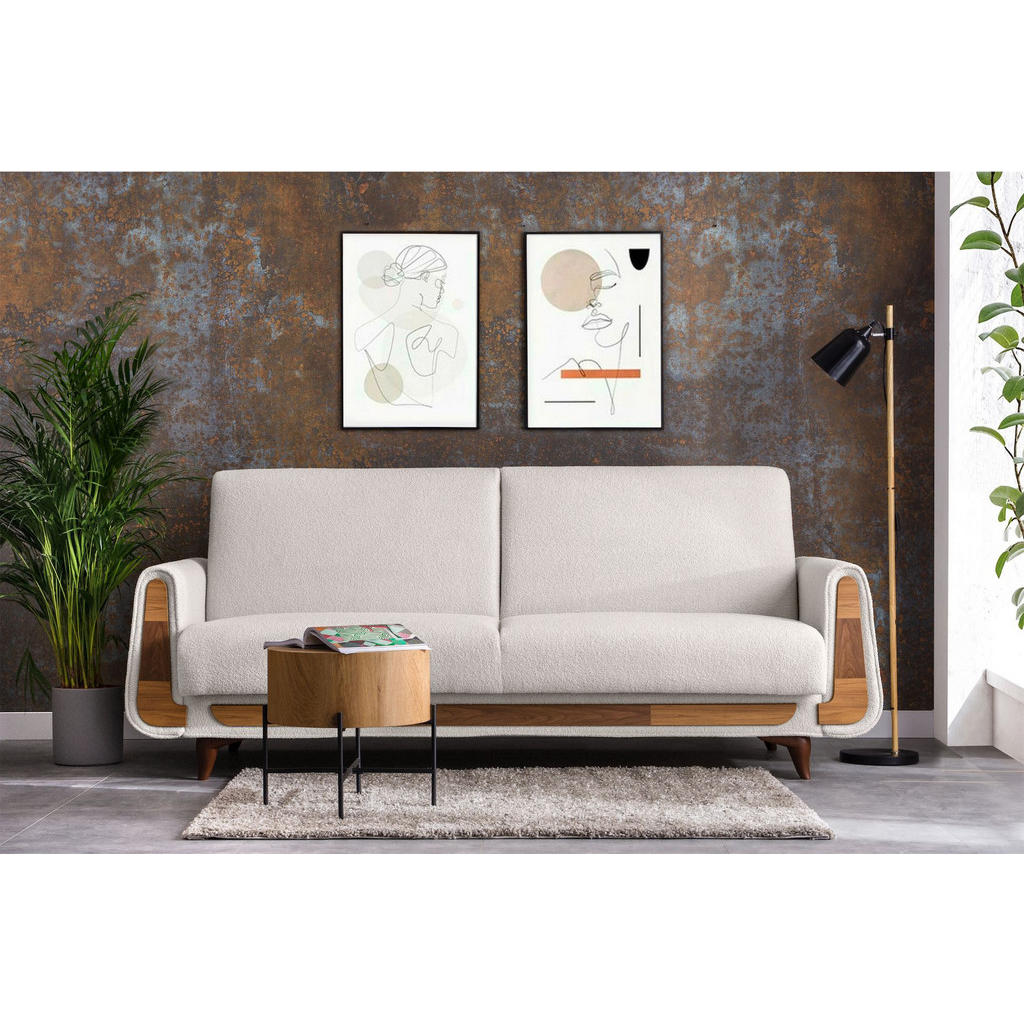 Thumbnail - Konsimo® 3-Sitzer-Schlafsofa, Weiß, Holz, Holzwerkstoff, Textil, Rechteckig, 230x98x98 cm, FSC 100%, Hergestellt in Euro...