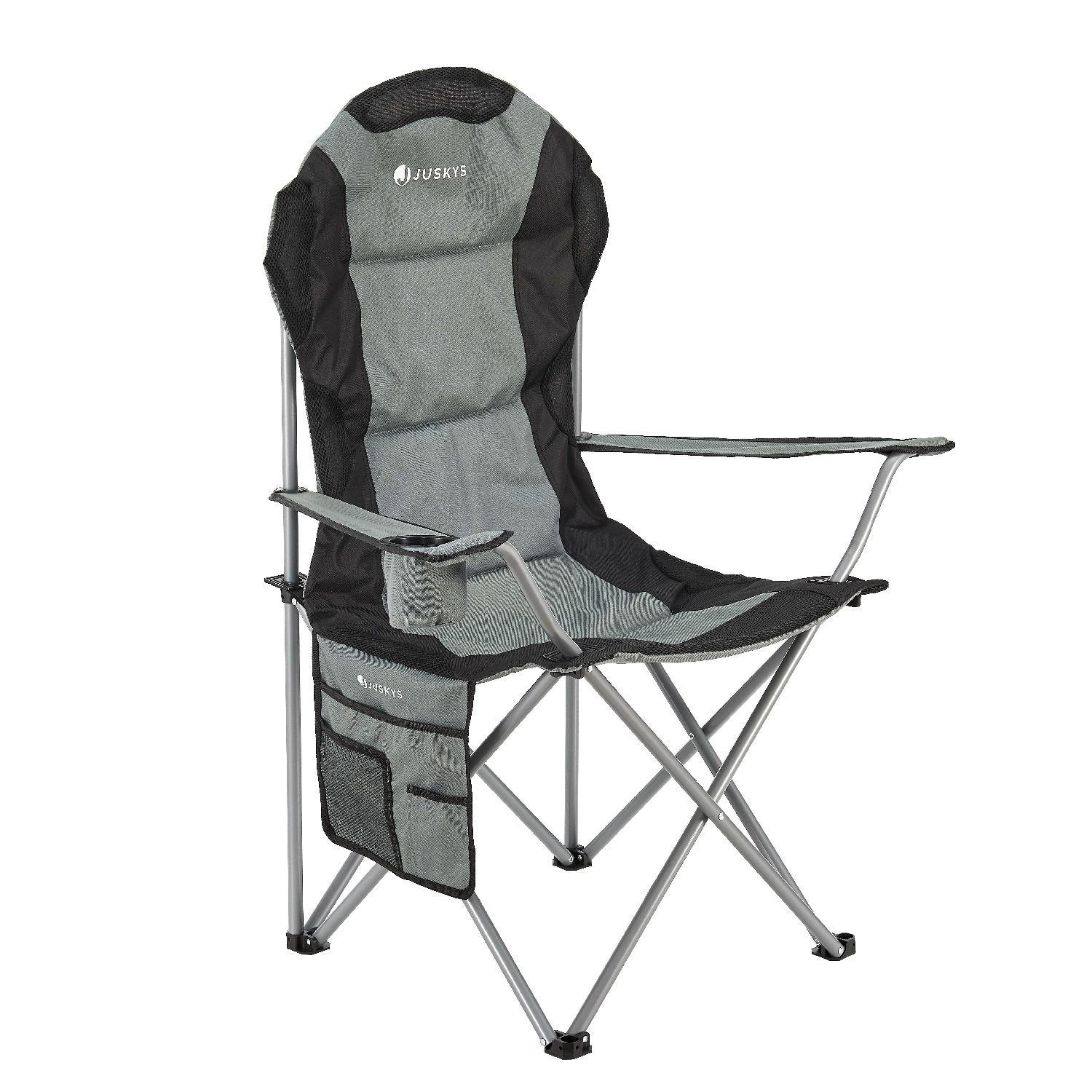 CAMPINGSTUHL Lido grau mit Flaschenhalterung & Tragetasche - Grau, Textil (62/102/62cm) - Juskys