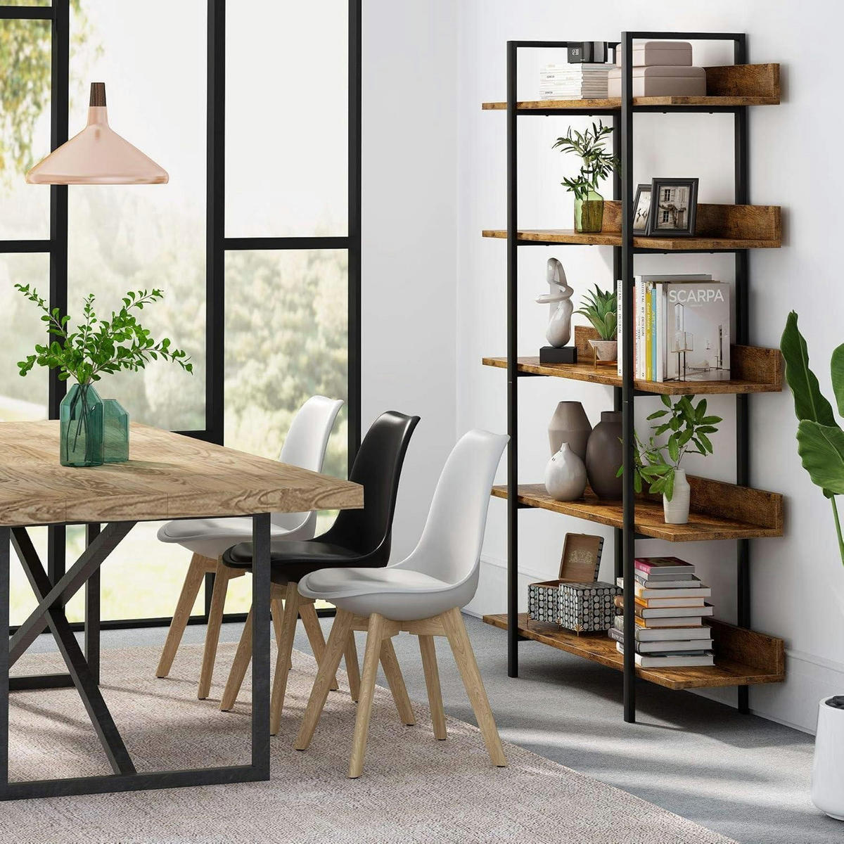 BÜCHERREGAL 5 Ebenen Industrie Vintage 105 x 29,5 x 180 cm - Braun, Holzwerkstoff (105/180/33cm)