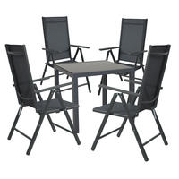 GARTENTISCH mit 4 Gartenstühlen Set 5-tlg - Anthrazit, Metall - SVITA