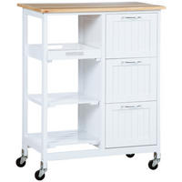 KÜCHENINSEL Weiß, SERVIERWAGEN MIT 3 SCHUBLADEN, Aus MDF, 67/37/84 cm - Weiß, Holzwerkstoff (37/84/67cm) - Rolipo