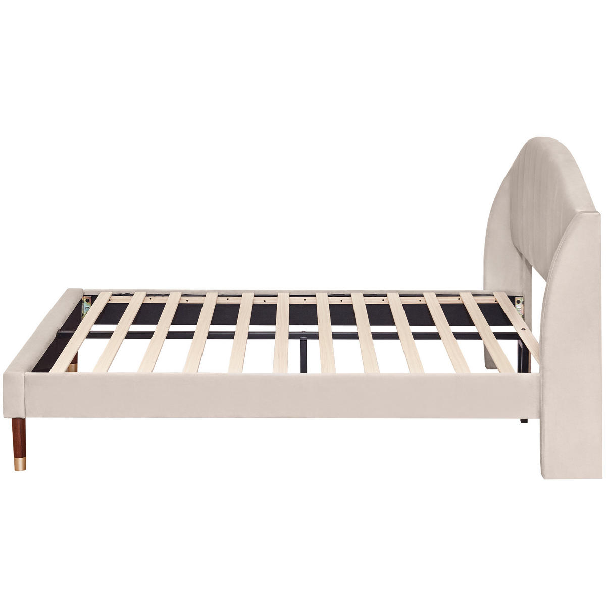 POLSTERBETT mit Lattenrost 140x200 cm Samt Beige - Beige, Metall (140/200cm) - Meubliv