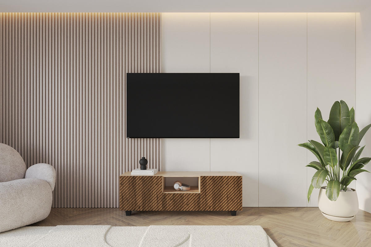 LOWBOARD ZENO-S 140x50x41 cm - Artisan / Katania - Eiche Wotan/Schwarz, Holzwerkstoff (140/50/41cm) - ALTDECOR