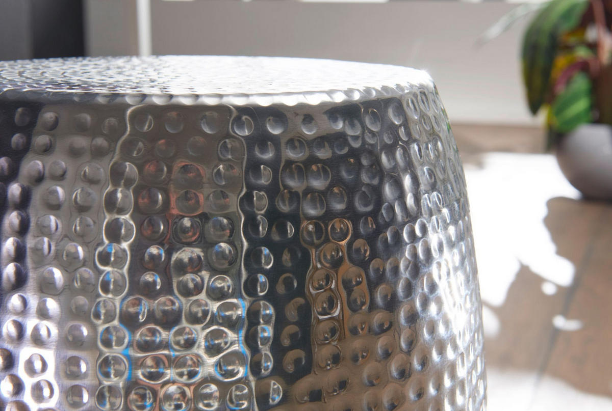 BEISTELLTISCH Aluminium Orientalisch ENNS, Silber 30x30x49 cm - Silberfarben, Metall (30/30/49cm) - KADIMA DESIGN