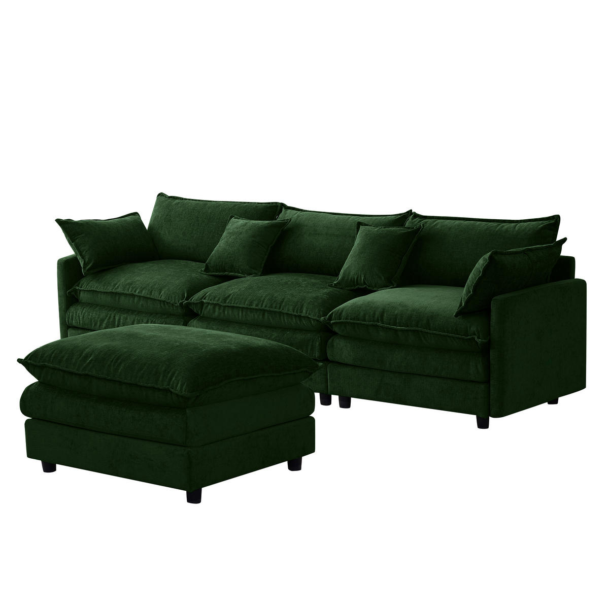 ECKSOFA 267/154/85 cm Grün mit Chaiselongue und Hocker - Grün, Textil (267/154cm) - Oxeza