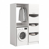 WASCHMASCHINENUMBAU 2tlg. Set Mixx Bad in weiß Nachbildung - modernes Design - B/H/T: 126x195x68 cm - Weiß, Holzwerkstoff (126/195/68cm) - Homes & Jones