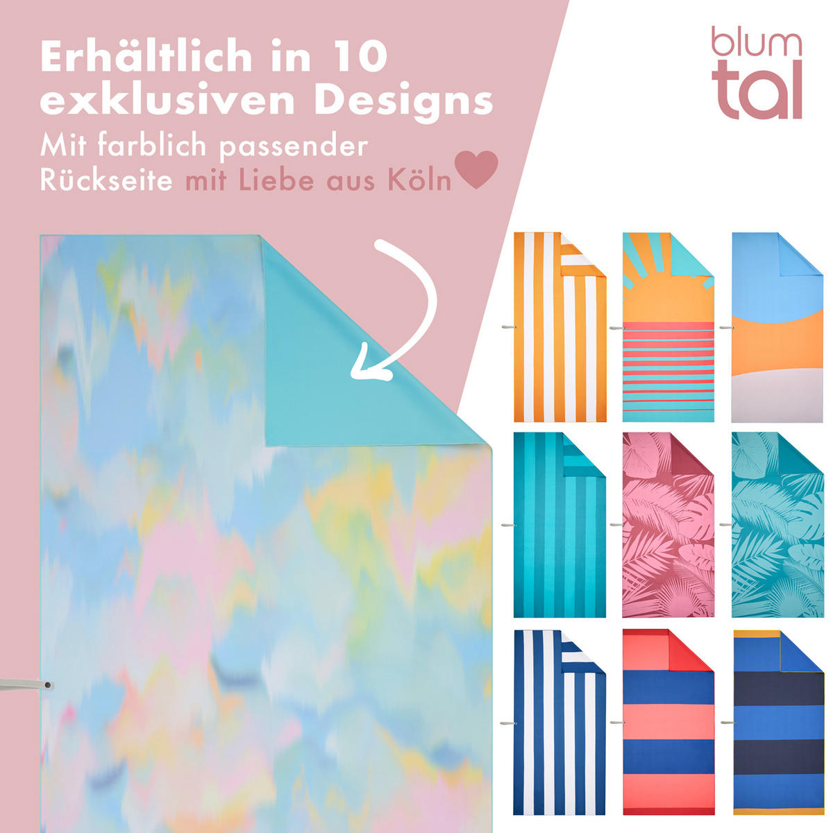 STRANDTUCH Thor 90/180 cm, Aquarellfarben - Multicolor, Textil (90/180cm) - Blumtal