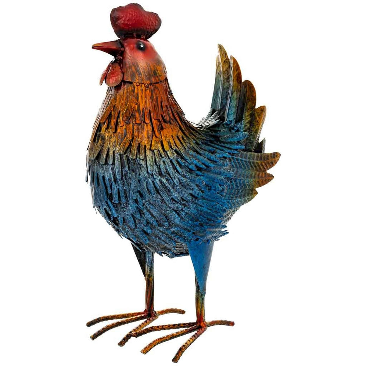 HAHNFIGUR aus metall 22x14x36cm - Blau, Metall (22/36/14cm) - Wanderlust