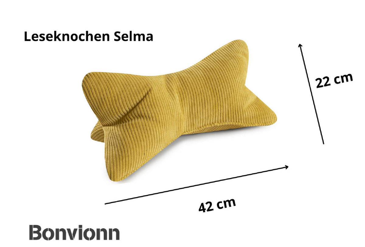 KISSEN Leseknochen Selma - Gelb, Textil (22/42cm) - Bonvionn
