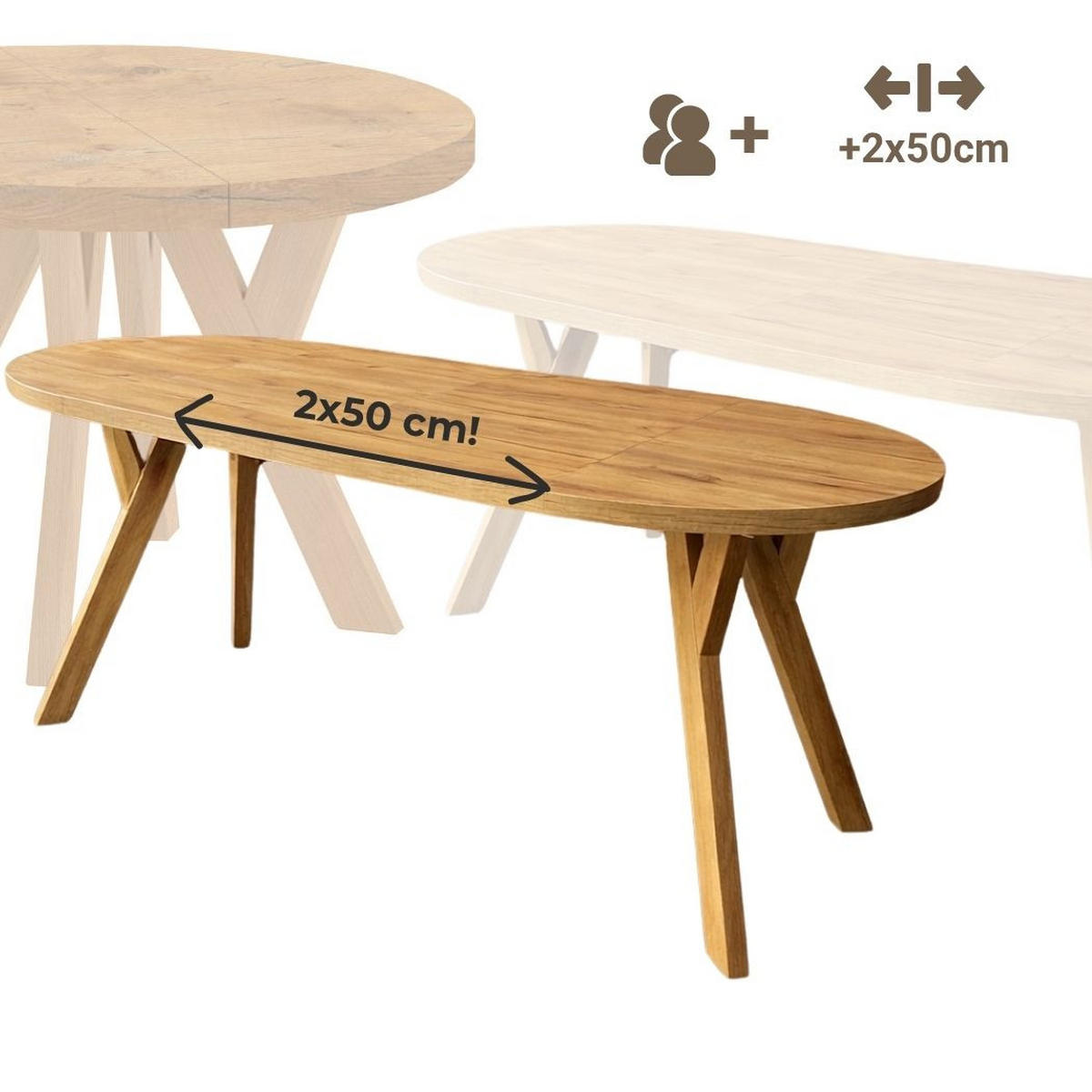 ESSTISCH Runder Ausziehbarer PERO 90/190, Eiche Sonoma - Sonoma Eiche, Holz (190/90/77cm) - Dekori_Interiors