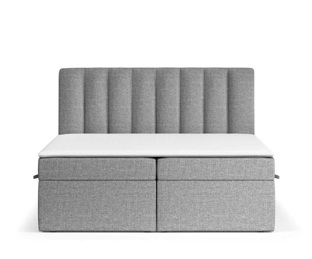 BOXBETT Novento Grau 140/200 cm mit Matratze und Topper - Schwarz/Grau, Holz/Holzwerkstoff (140/200cm) - Maison de Reve