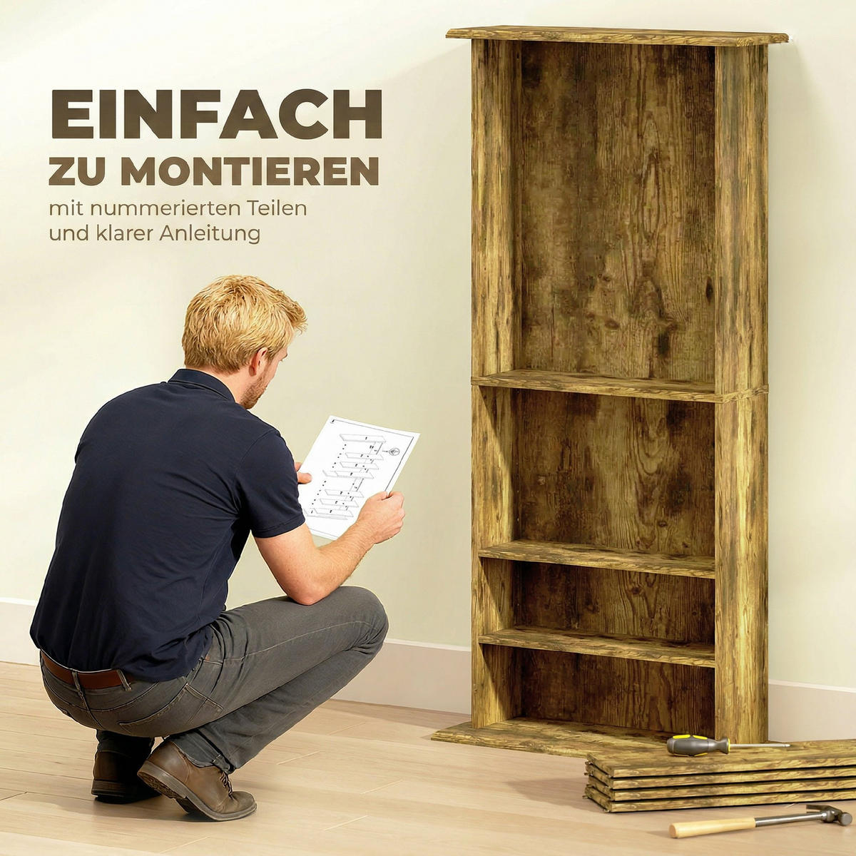 CD-REGAL DE-14531 6 verstellbare Böden Braun - Braun, Holzwerkstoff (24/126.3/58cm) - ComfortXL
