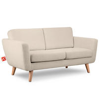 SOFA TAGIO mit Armlehnen, Creme - Creme/Braun, Buchenholz/Textil (153/80/84cm) - KONSIMO®