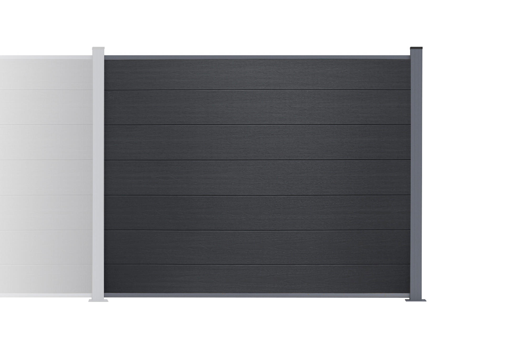 ERWEITERUNGSSET für Verbundzaun 2 m STOCKHORN H. 150 cm auf Sockel, grau - Grau, Holzwerkstoff (200/150cm) - Casanoov