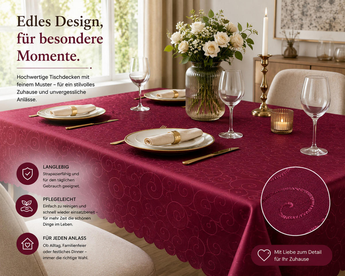 TISCHDECKE 110/140 cm Ornamente Beere - Beere, Textil (110/140cm) - TiborTex