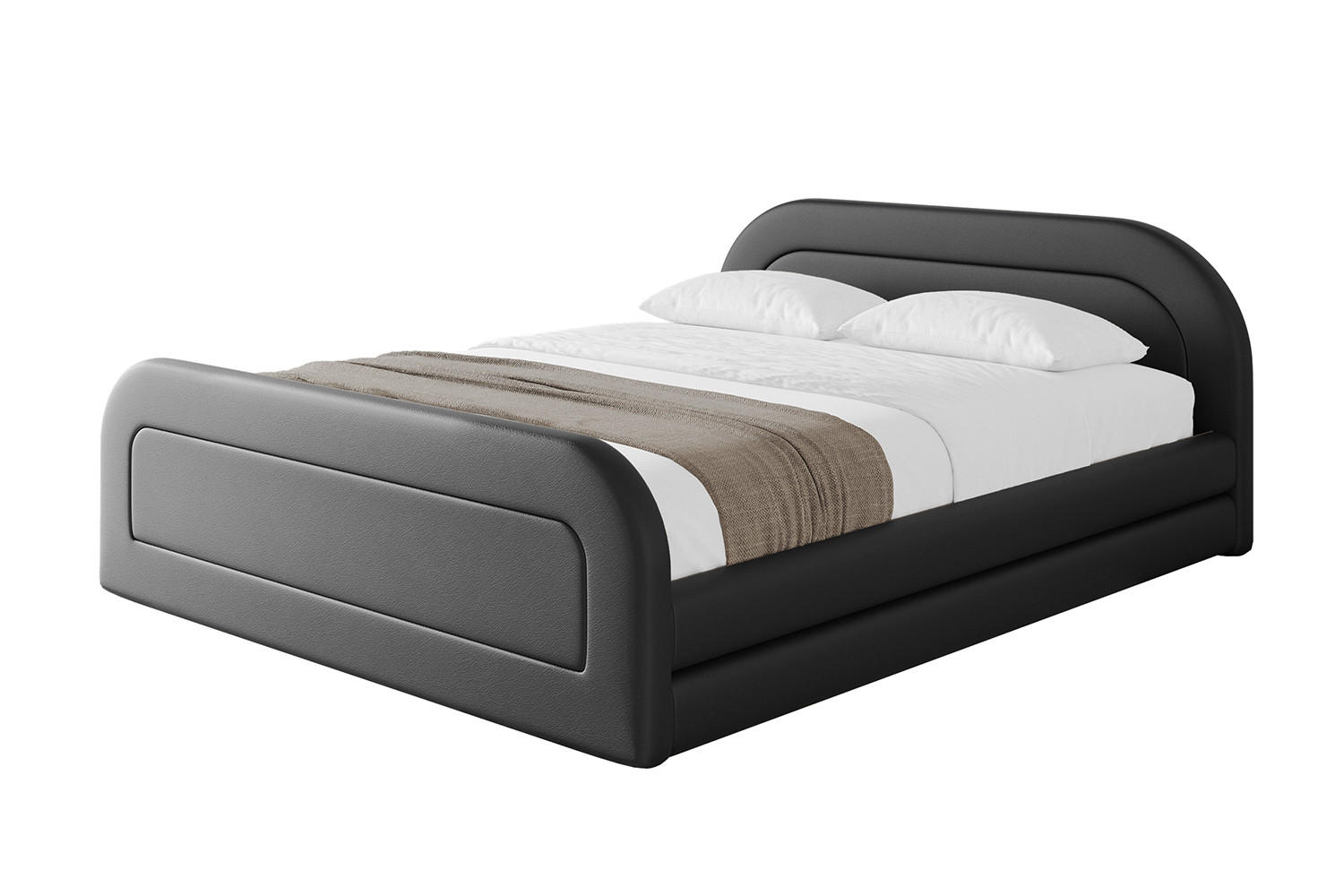 POLSTERBETT mit Bettkasten, Fußteil und Lattenrost, Boxbett mit Matratze H3/H4 - LERIS-v1-Z 180x200 Schwarz Kunstleder - Schwarz Hochglanz, Holzwerkstoff/Textil (180/200cm) - ALTDECOR