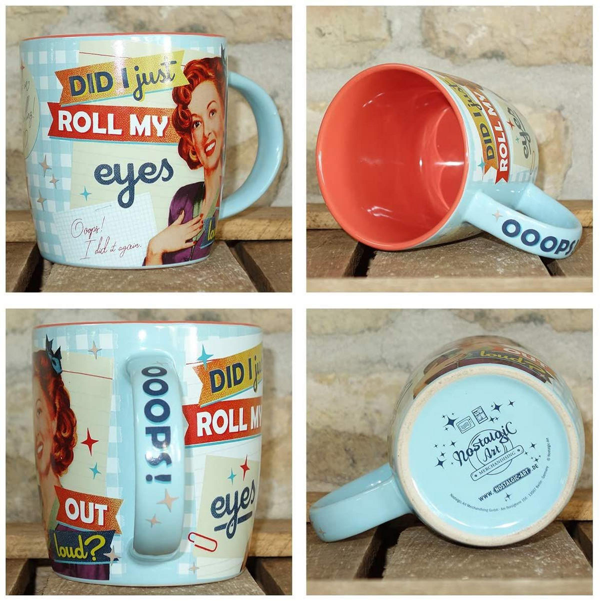 KAFFEETASSE 330 ml Say it 50's Did I Just Roll my Eyes - Multicolor, Keramik (0.33L) - Nostalgic-Art