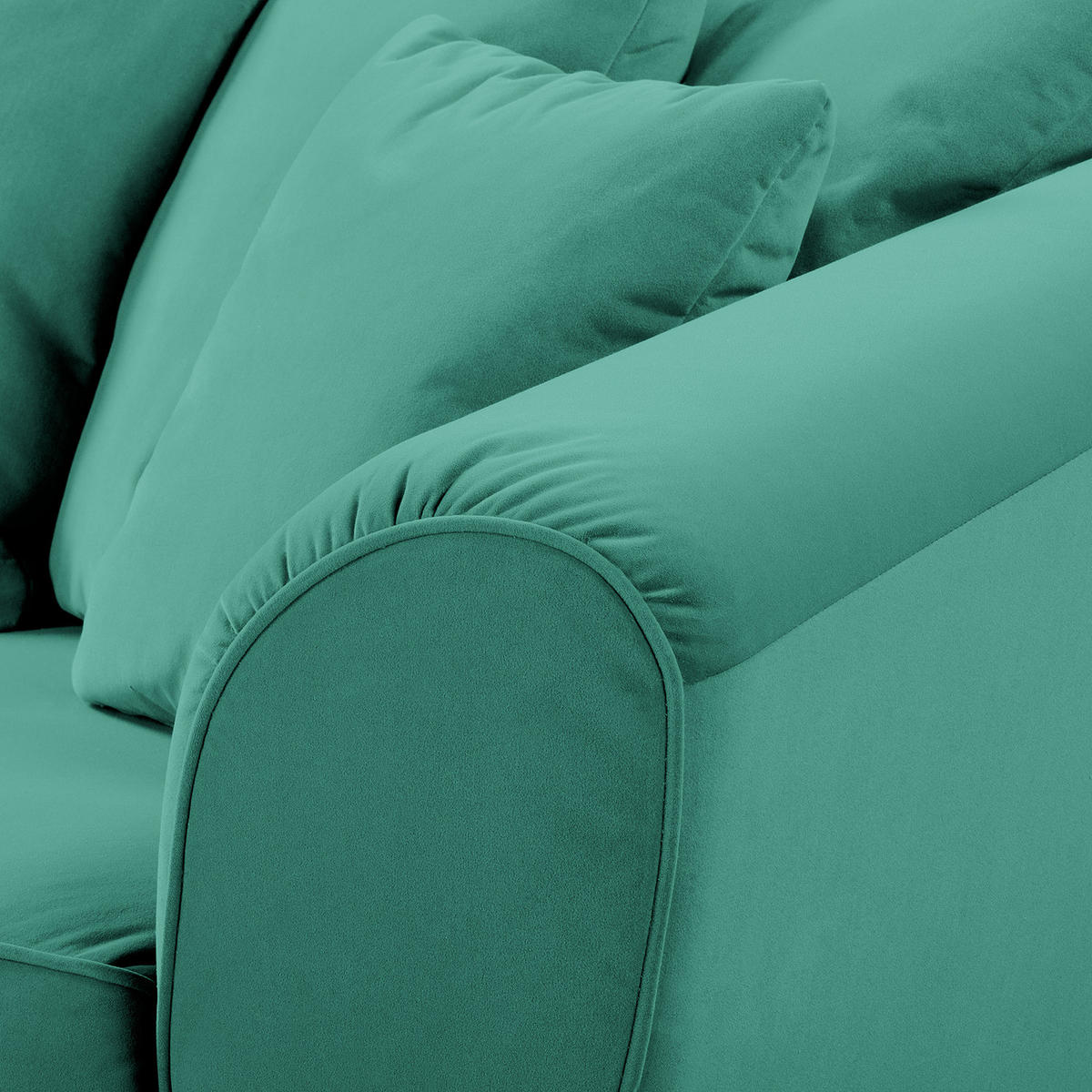 BIGSOFA - Türkis/Braun, Holz/Textil (250/80/125cm) - home24