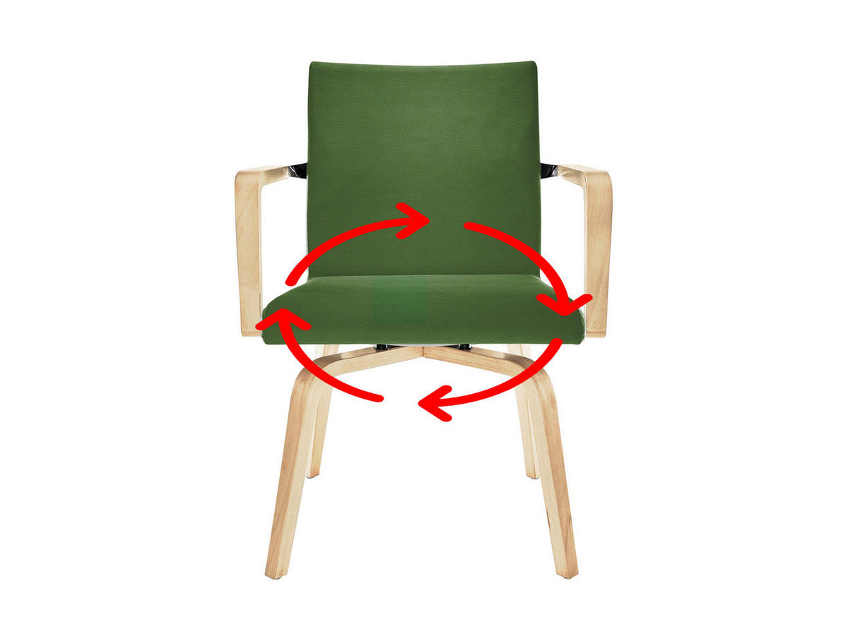 SENIORENSTUHL drehbar Bezug Grün - Birkefarben/Olivgrün, Leder/Holzwerkstoff (57/85/57cm) - Mauser Sitzkultur