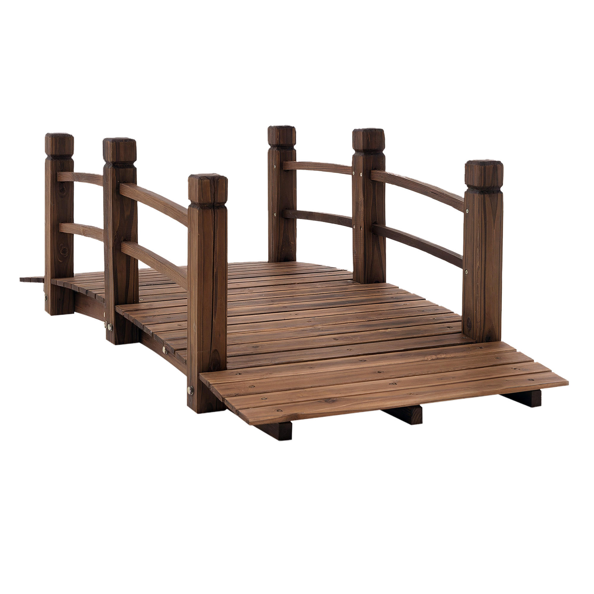 GARTENBRÜCKE DE-18858 152,5 cm, karbonisiertes Tannenholz - Braun, Holzwerkstoff (152.5/67/48cm) - ComfortXL