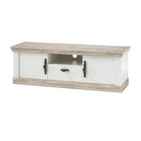 TV-LOWBOARD Pinie weiß, Oslo Pinie Landhaus, TV-Unterteil, 156 x 51 cm - Anthrazit/Weiß, Holzwerkstoff/Metall (156/51/44cm) - Furn.Design
