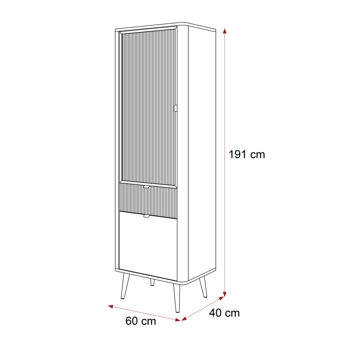 VITRINE NAVANI 60 cm Kaschmir Nussbaum - Kaschmir, Holzwerkstoff (60/191/40cm)
