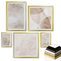 WANDBILDER 5er Set - 50x50 cm & 20x30 cm & 40x60 cm Goldrahmen - Aquarellfarben, Boho-Texturen - Goldfarben, Kunststoff (40/60cm) - ArtPrintCave