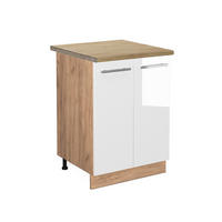 KÜCHENUNTERSCHRANK Fame-Line Weiß Hochglanz 60 cm, AP Eiche - Honigeiche/Weiß Hochglanz, Holzwerkstoff (60/82/60cm) - Vicco