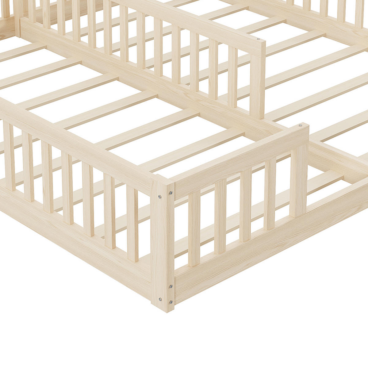 KINDERBETT 90/200 cm & 90/200 cm in Natur mit Sicherheitsgitter Kiefernholz Minimalistisches Design - Naturfarben, Holzwerkstoff (90/200cm) - STILVORA