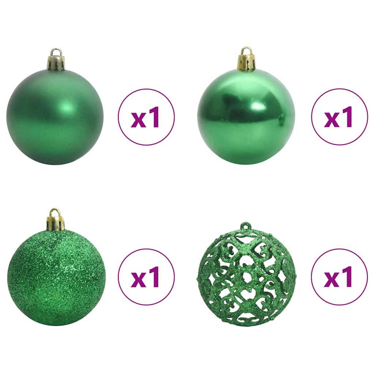 WEIHNACHTSKUGELSET 61 -teilig Mehrfarbig Kunststoff - Eukalyptusholzfarben, Kunststoff (6/27/6cm) - vidaXL