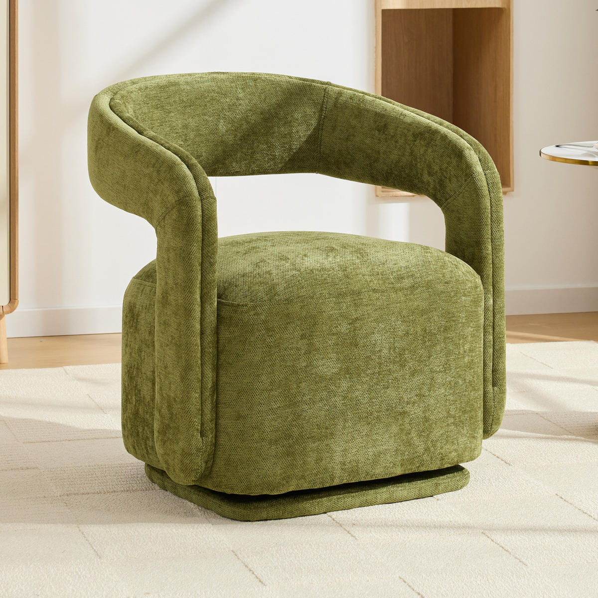 SESSEL,360 Grad Drehsessel Grün, Wohnzimmer Loungesessel - Grün, Textil (70/74/65cm) - PARAFTA HOME
