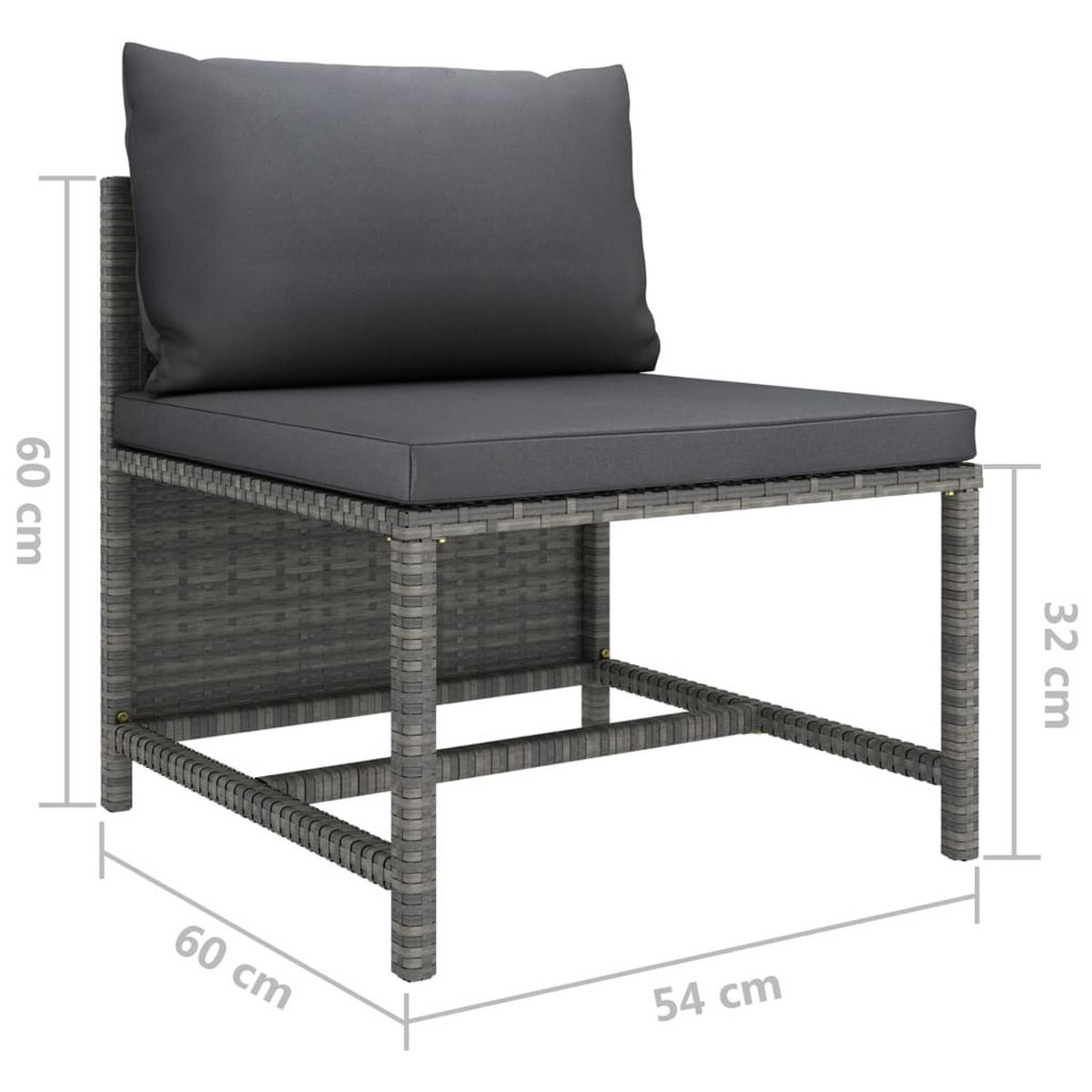 GARTEN-LOUNGE-SET 6-teilig Mit Kissen Poly Rattan Grau - Anthrazit/Grau, Kunststoff/Textil - vidaXL