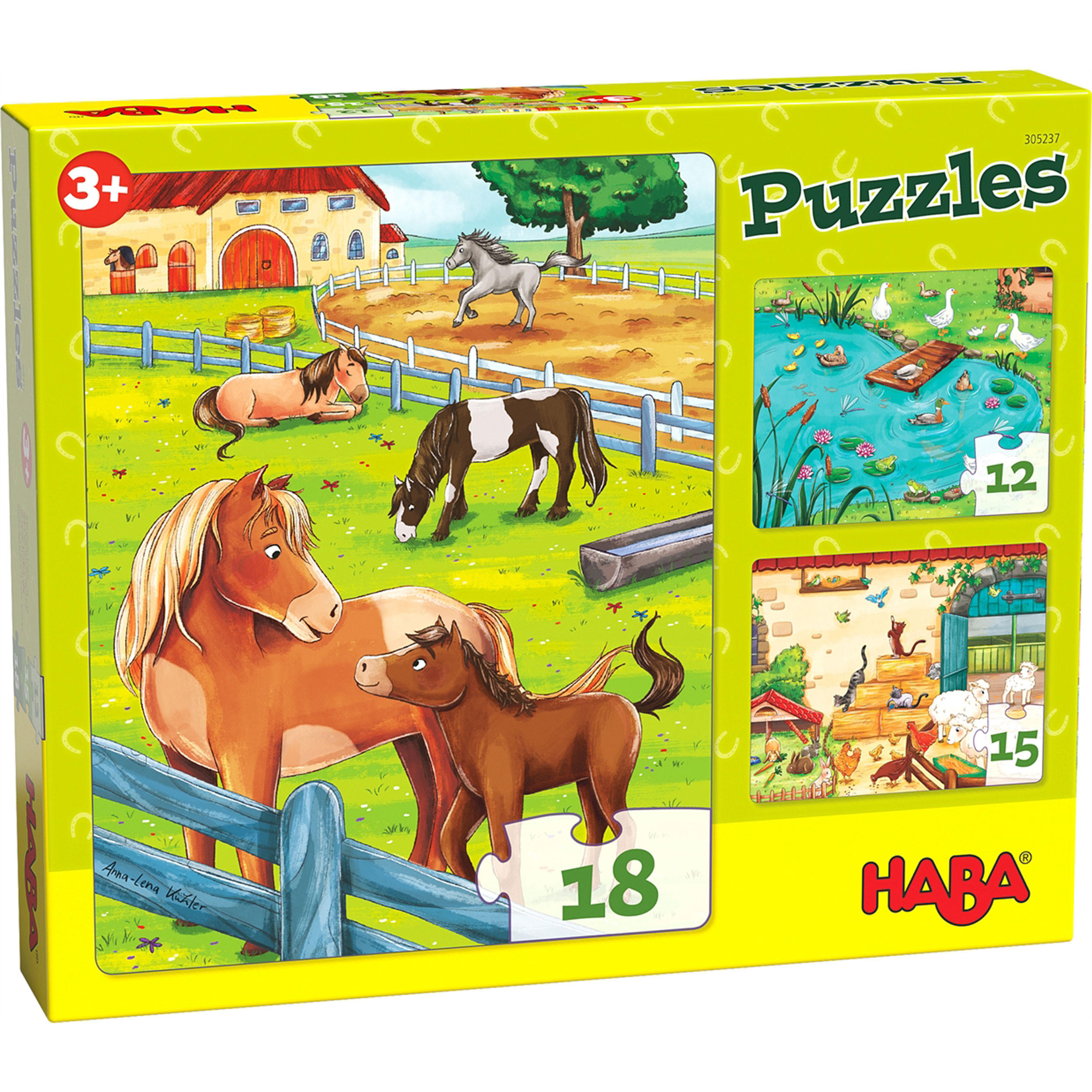 PUZZLE Bauernhoftieren, ab 3 Jahre - Multicolor, Naturmaterialien (24/5/29cm) - Haba