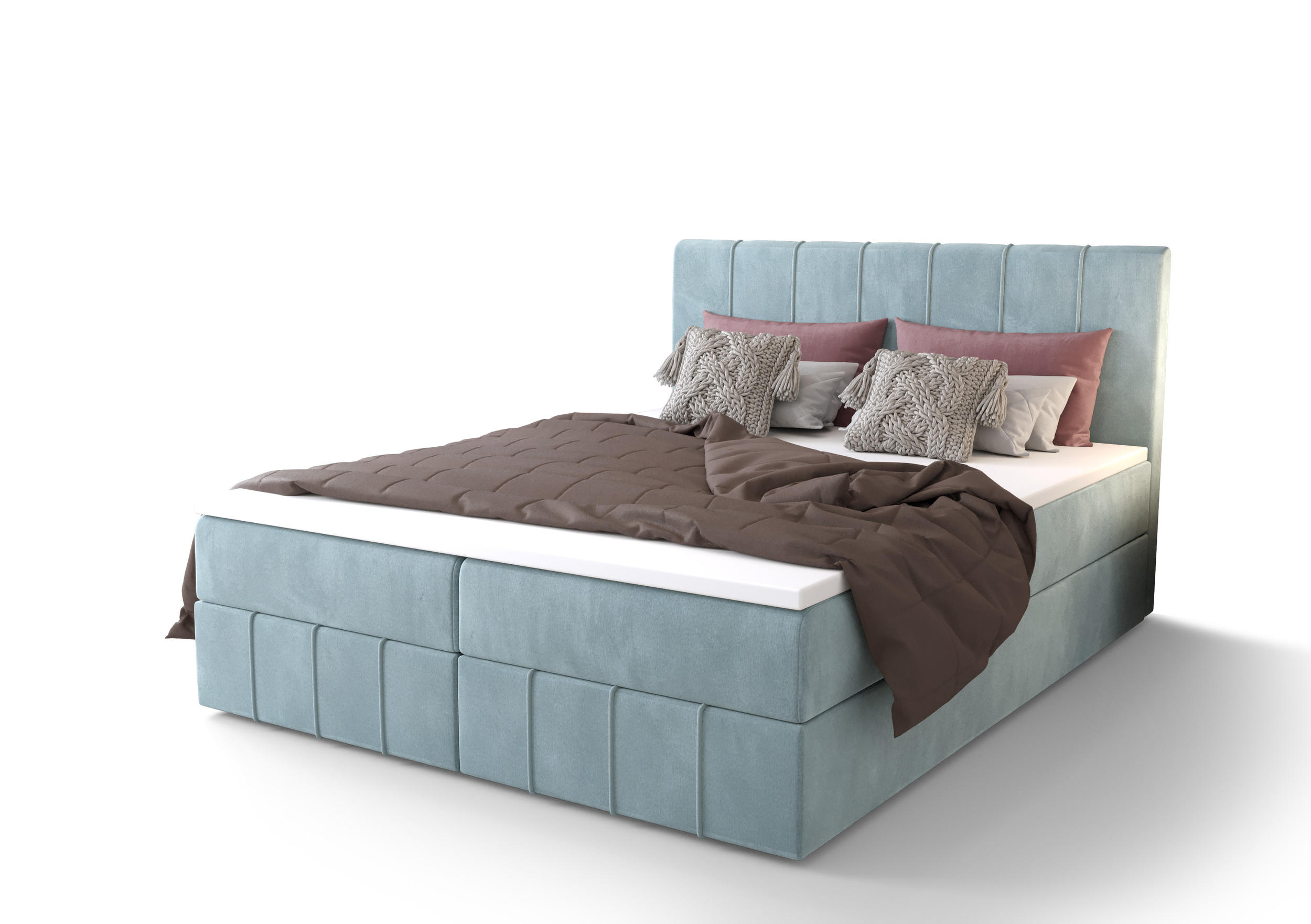 BOXBETT BAHAMA 160x200, mit Matratze H3 und Topper, Monolith 72 - Blau, Holz/Kunststoff (160/200cm) - Bedante