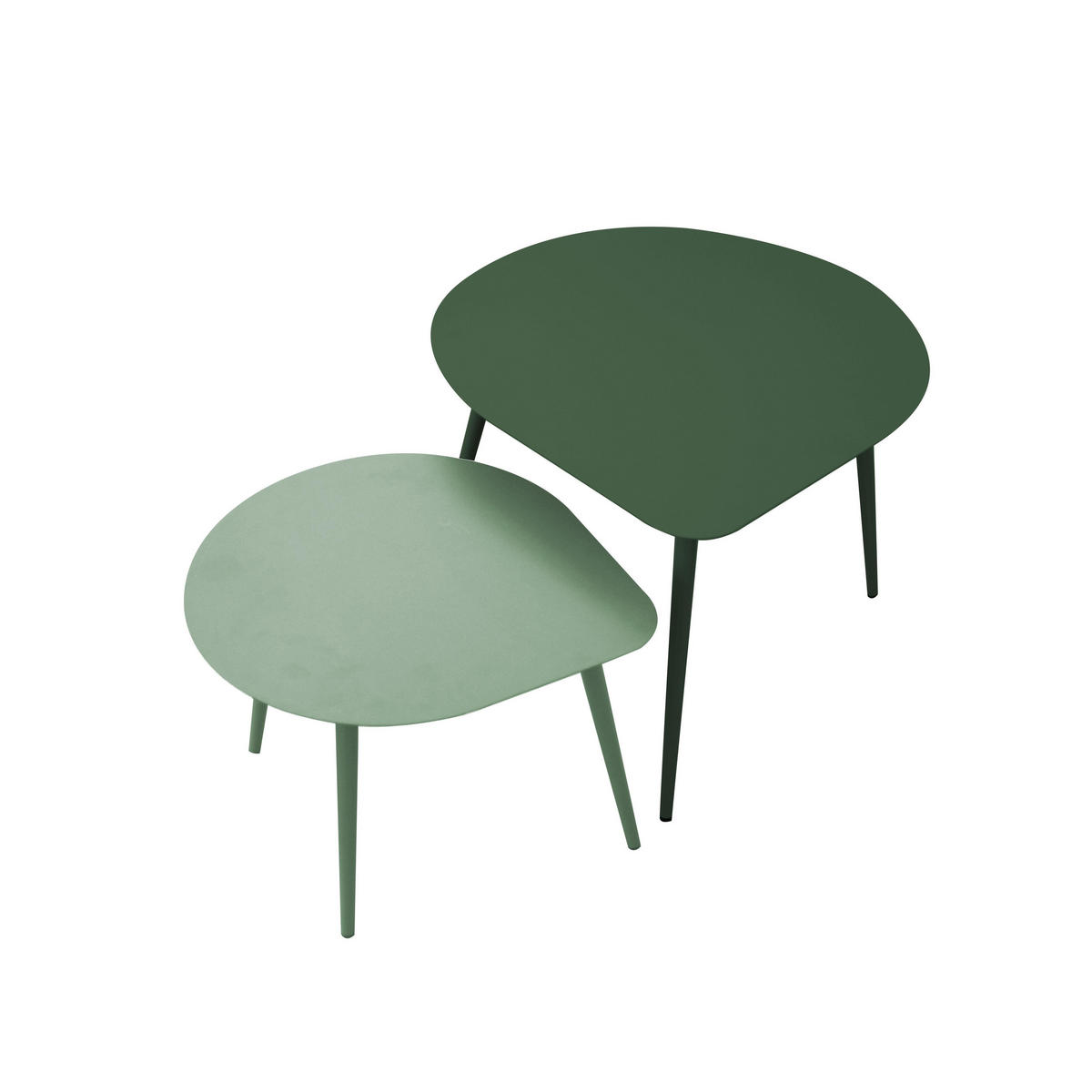 COUCHTISCH 2-tlg., Waldgrün und Salbeigrün - Grün, Metall (58/50/34cm) - Oviala