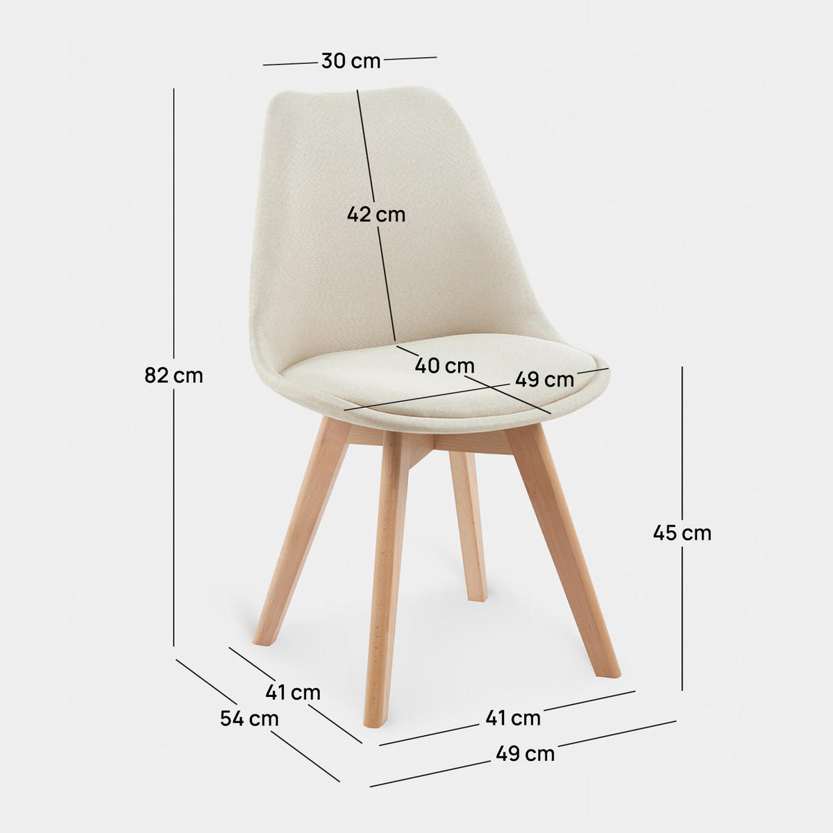 ESSZIMMERSTUHL Kler Beige 49 cm x 82 cm 4er-Set - Beige, Textil (49/82/54cm) - Klast Home